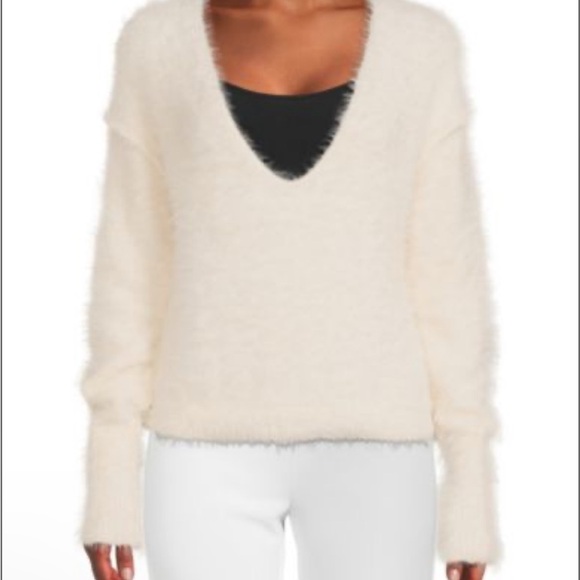 NWT Womens Free People Serendipity Faux Fur Sweater Size Small White Cream Color - Picture 8 of 14